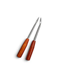 2-Piece Bone Awl Set – Straight & Curved, Wooden Handle